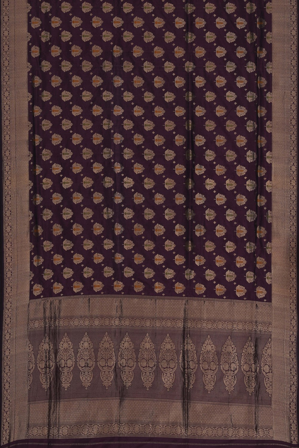 Image of Banarasi Brocade Silk Brown Saree