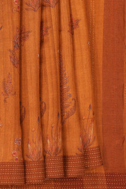 Image of Tussar Silk Kantha Embroidery Saree