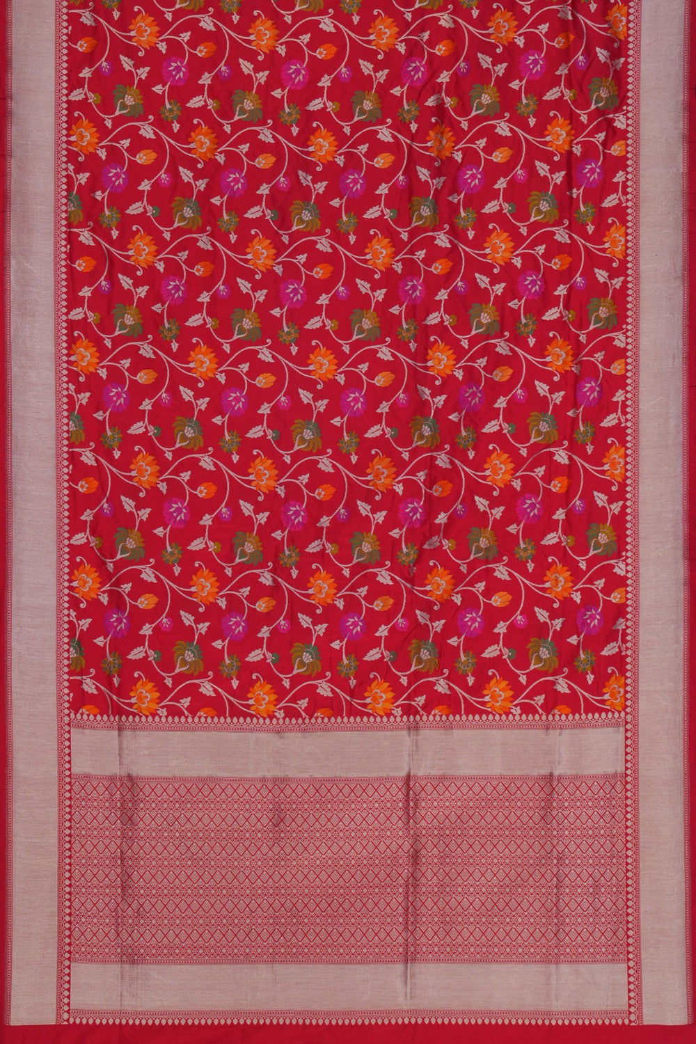Image of Banarasi Brocade Silk Red Saree