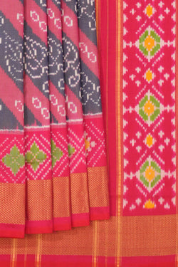 Image of Pochampally Ikat Silk Grey Saree