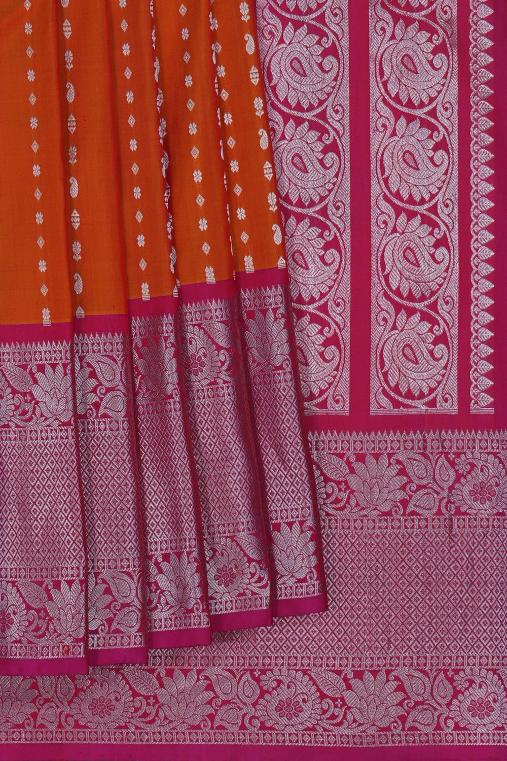 Image of Gadwal Silk Orange Saree