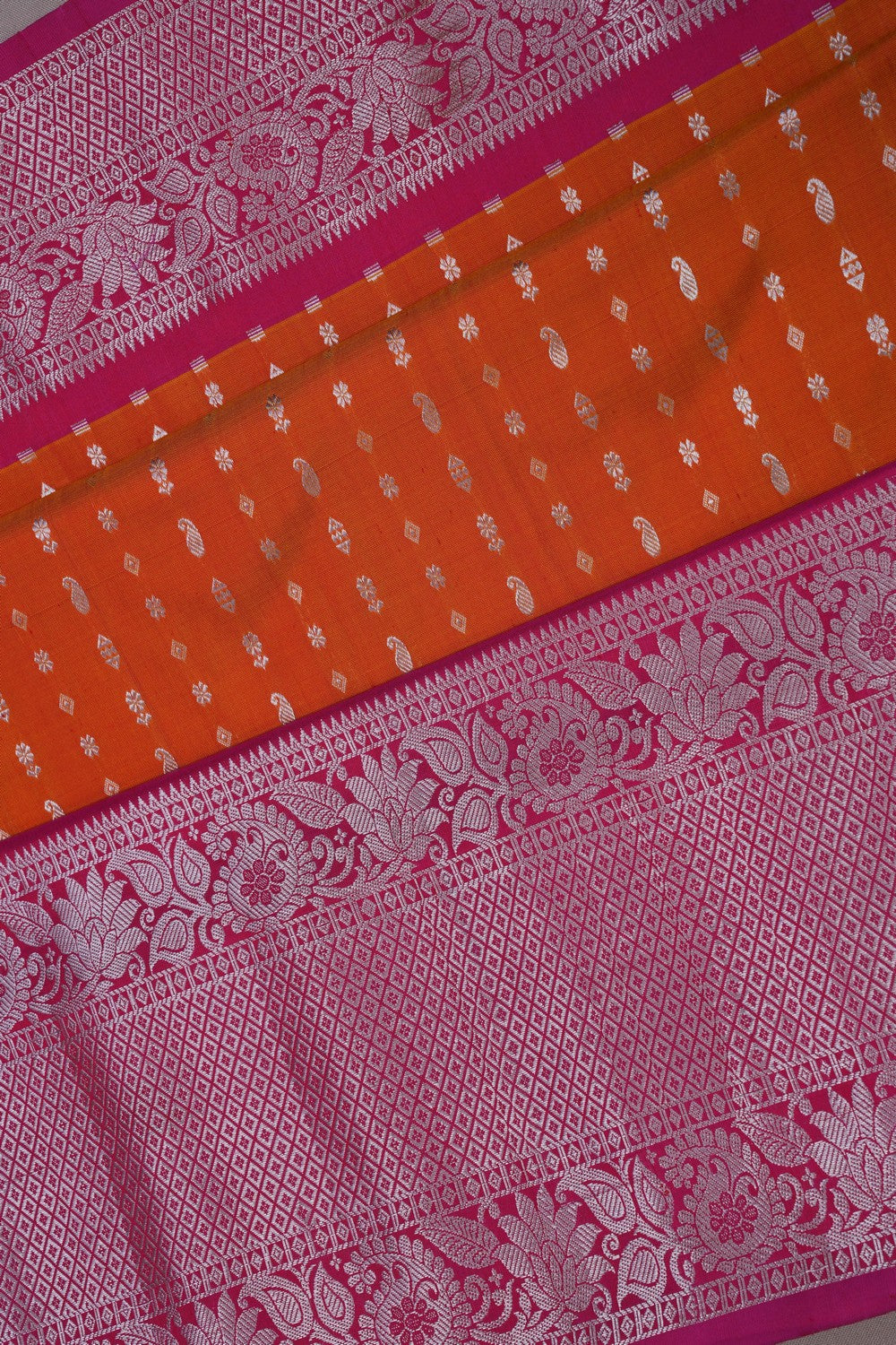 Image of Gadwal Silk Orange Saree