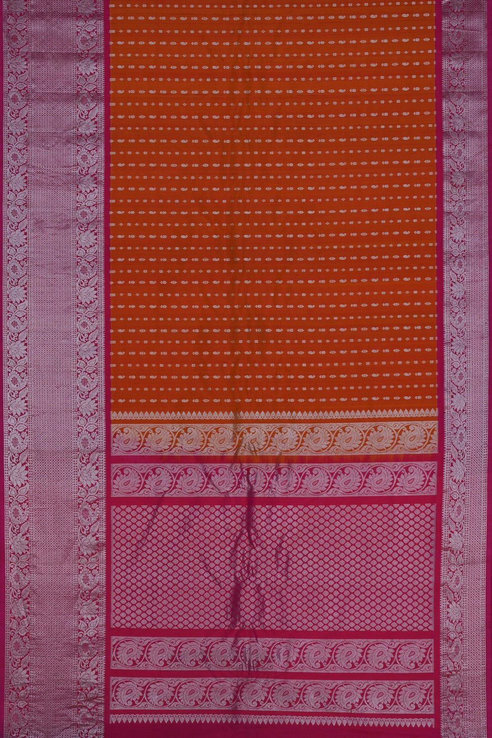 Image of Gadwal Silk Orange Saree