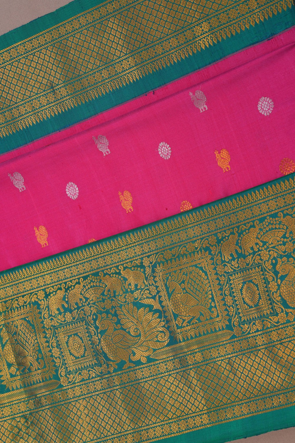 Image of Gadwal Silk Pink Saree