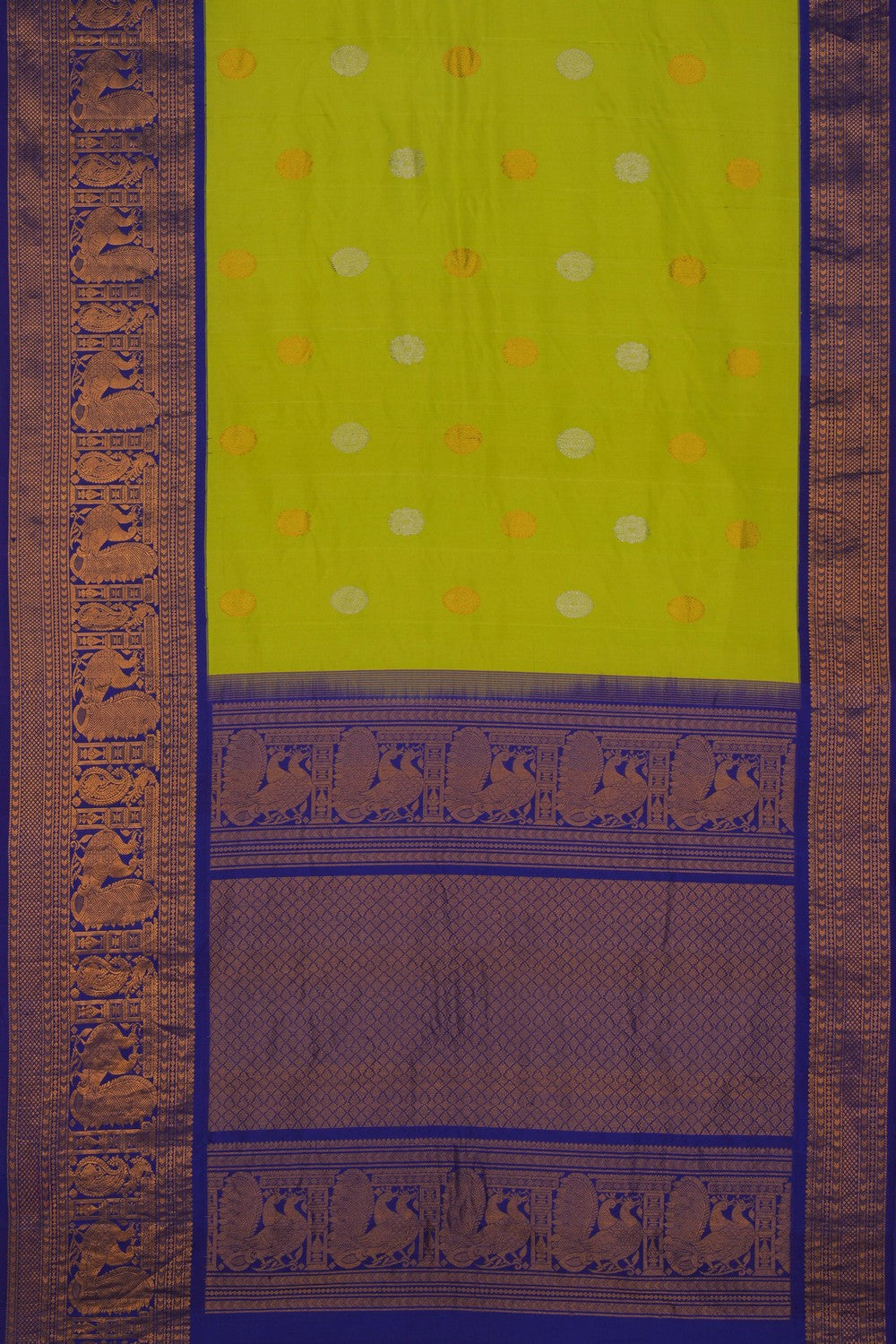 Image of Gadwal Silk Parrot Green Saree