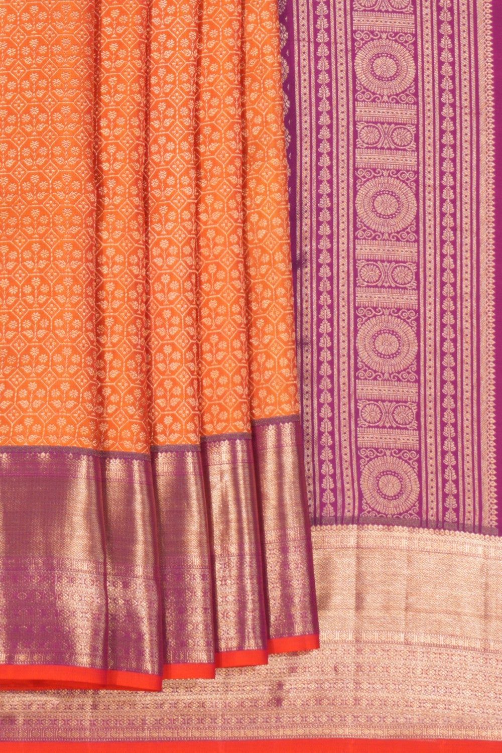 Kanchipattu Brocade Orange Saree