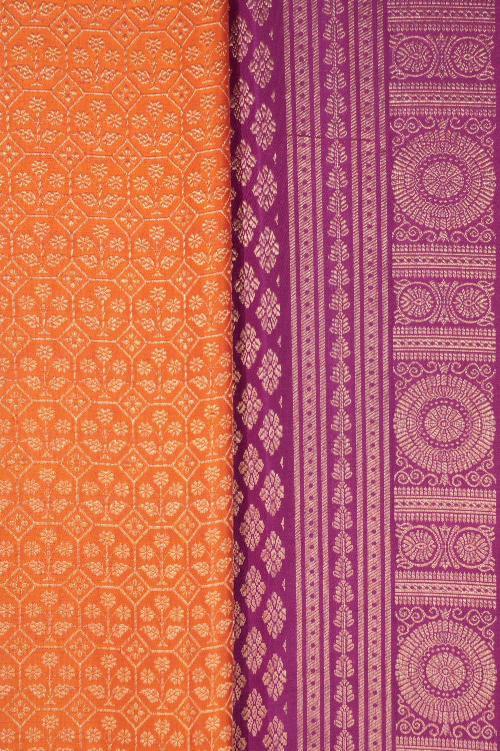 Kanchipattu Brocade Orange Saree