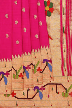 Collection of Paithani-Silk, Pink Saree With Beautiful Pallu in a gallery layout