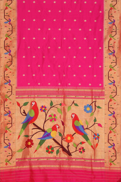 Collection of Paithani-Silk, Pink Saree With Beautiful Pallu in a gallery layout