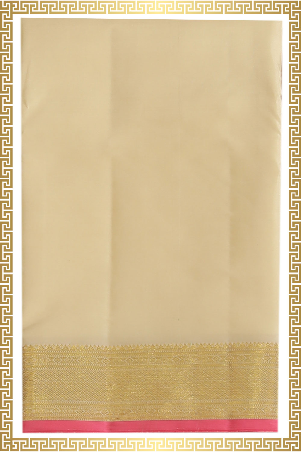 Collection of Kanchi Pure Silk CreamTraditional Dhoti With Kanduva (8 X 4) in a gallery layout