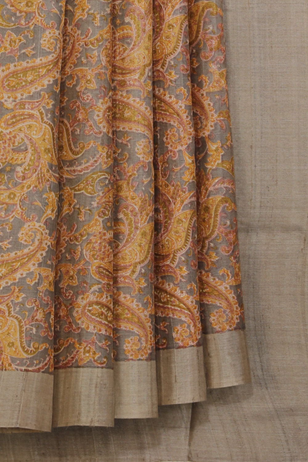 Collection of Tussar Silk Saree Paisley Prints in a gallery layout