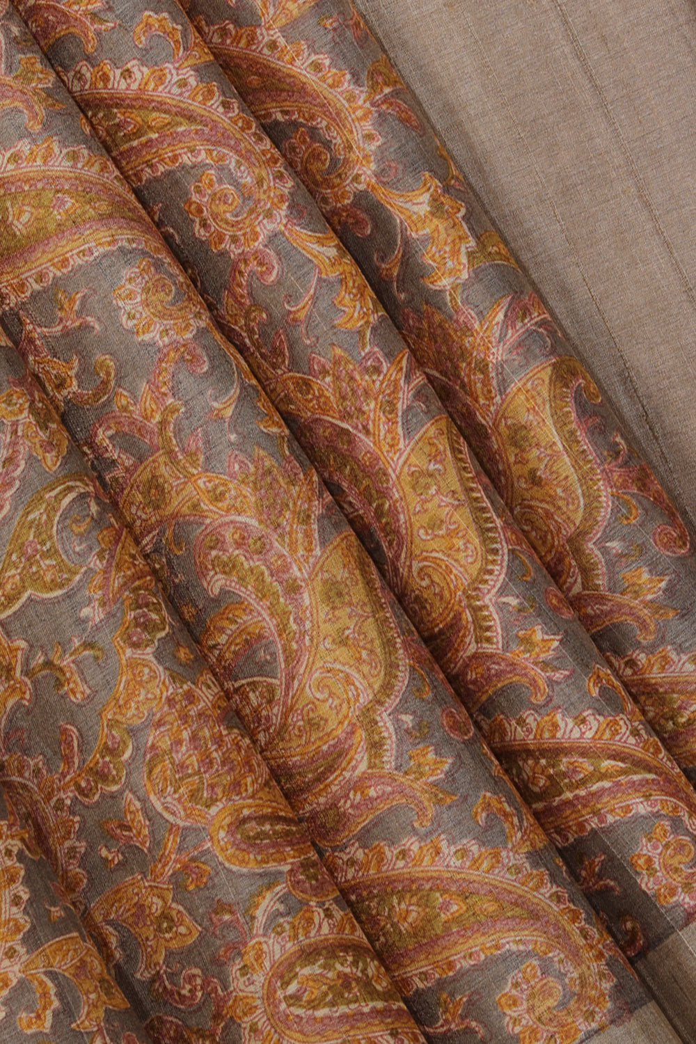 Collection of Tussar Silk Saree Paisley Prints in a gallery layout