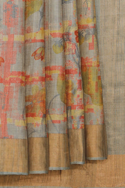 Collection of Tussar Silk Floral Print Saree in a gallery layout