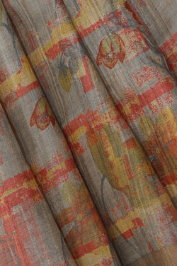 Collection of Tussar Silk Floral Print Saree in a gallery layout