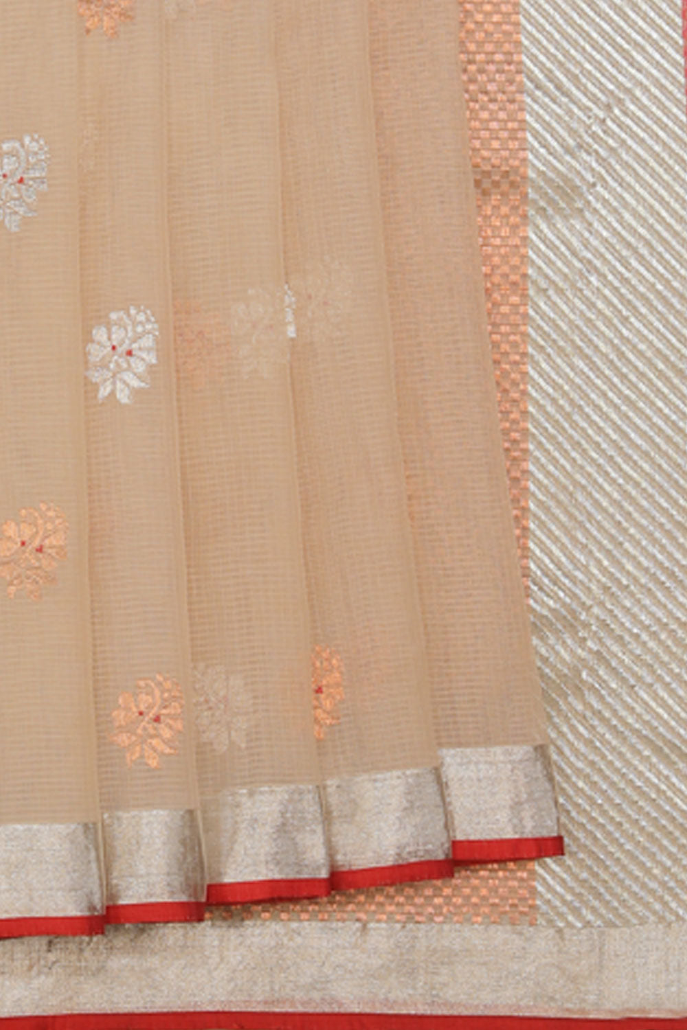 Collection of Kota Beige Saree With Silver Border in a gallery layout