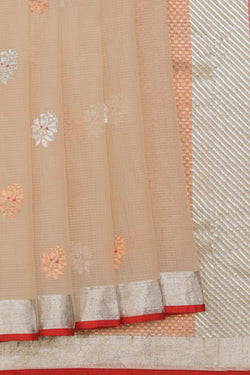 Collection of Kota Beige Saree With Silver Border in a gallery layout