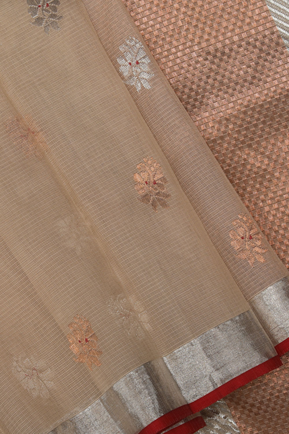 Collection of Kota Beige Saree With Silver Border in a gallery layout