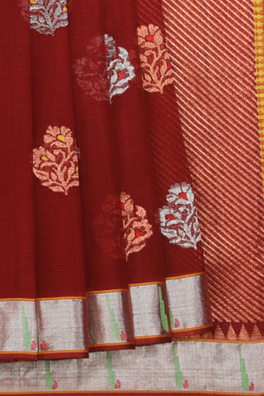 Collection of Kota Maroon Saree With Muniya Border in a gallery layout