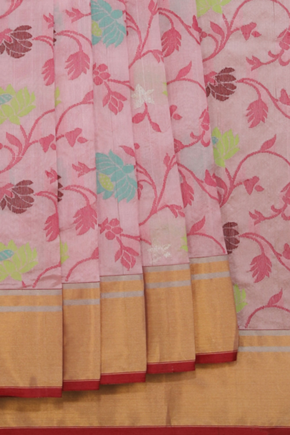 Collection of Chanderi Pink Saree in a gallery layout