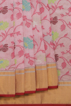 Collection of Chanderi Pink Saree in a gallery layout