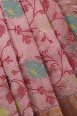 Collection of Chanderi Pink Saree in a gallery layout