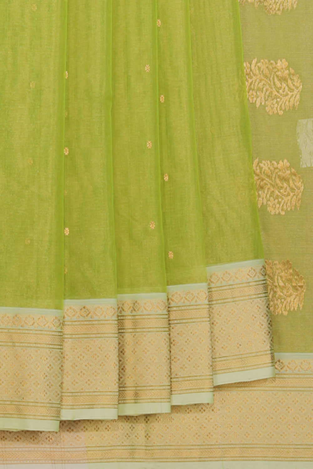 Collection of Kora-Silk Green Saree in a gallery layout