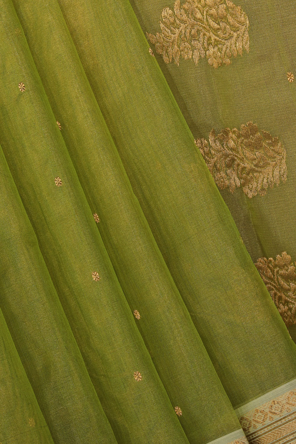 Collection of Kora-Silk Green Saree in a gallery layout