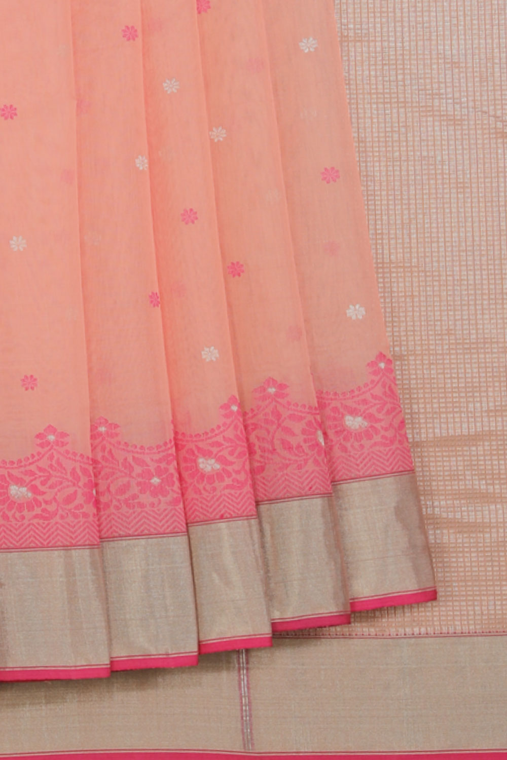 Collection of Chanderi Coral-Pink Saree in a gallery layout