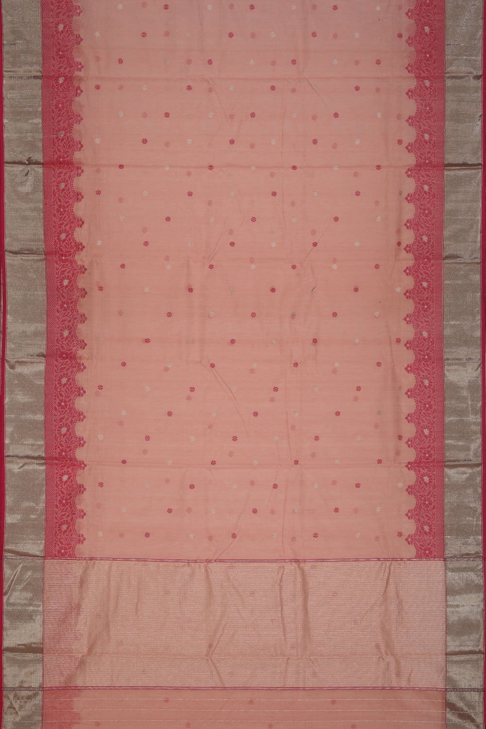 Image of Chanderi Coral-Pink Saree