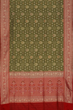 Collection of Banarasi Silk Olive-Green Saree in a gallery layout