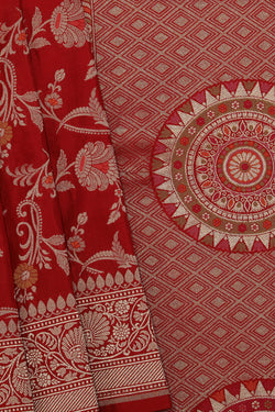 Image of Banarasi Silk Red Saree