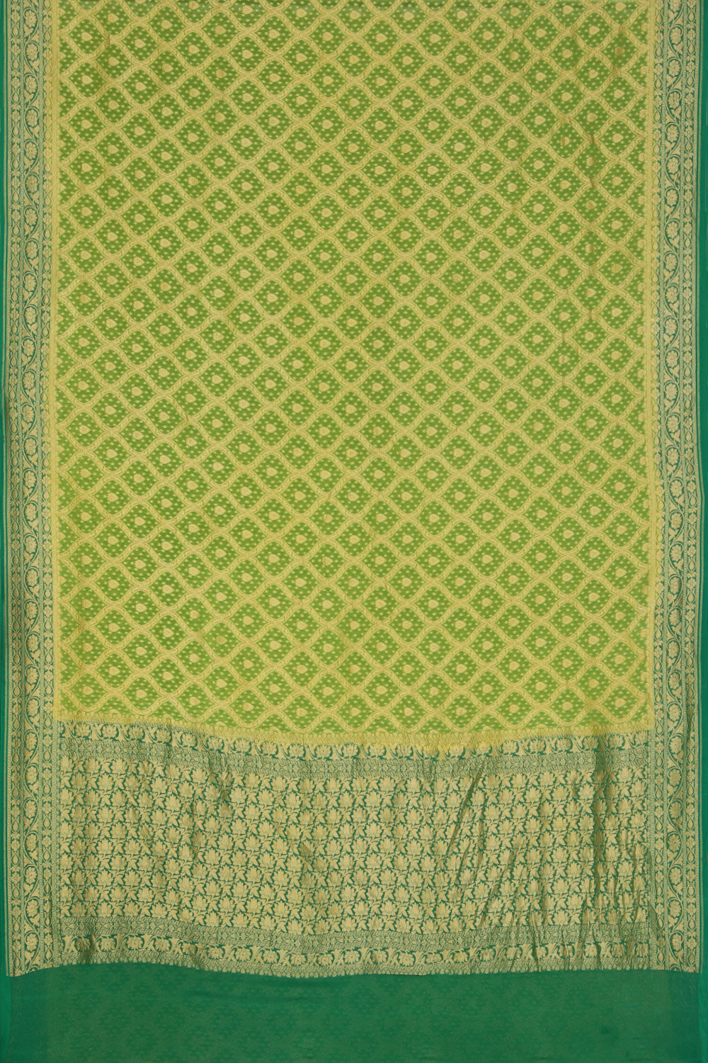 Collection of Banarasi Chiffon Green Saree in a gallery layout