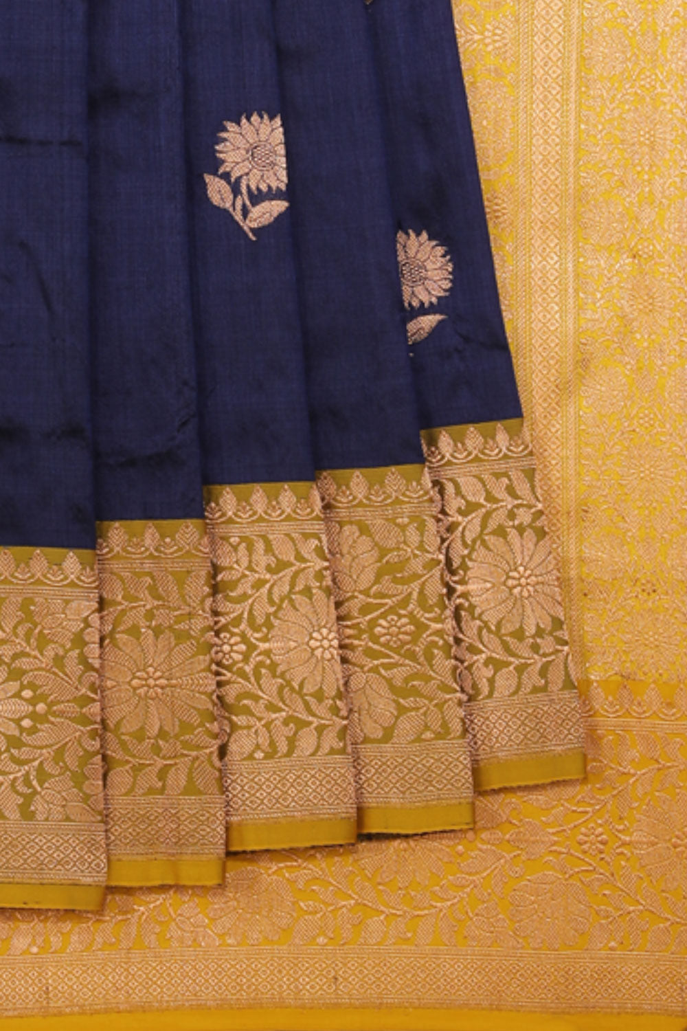 Collection of Banarasi Silk Navy Blue Saree in a gallery layout