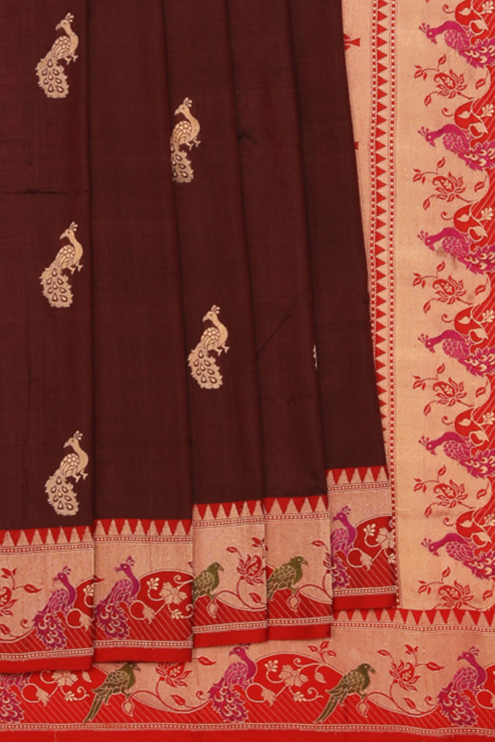 Collection of Banarasi Silk Maroon Saree in a gallery layout