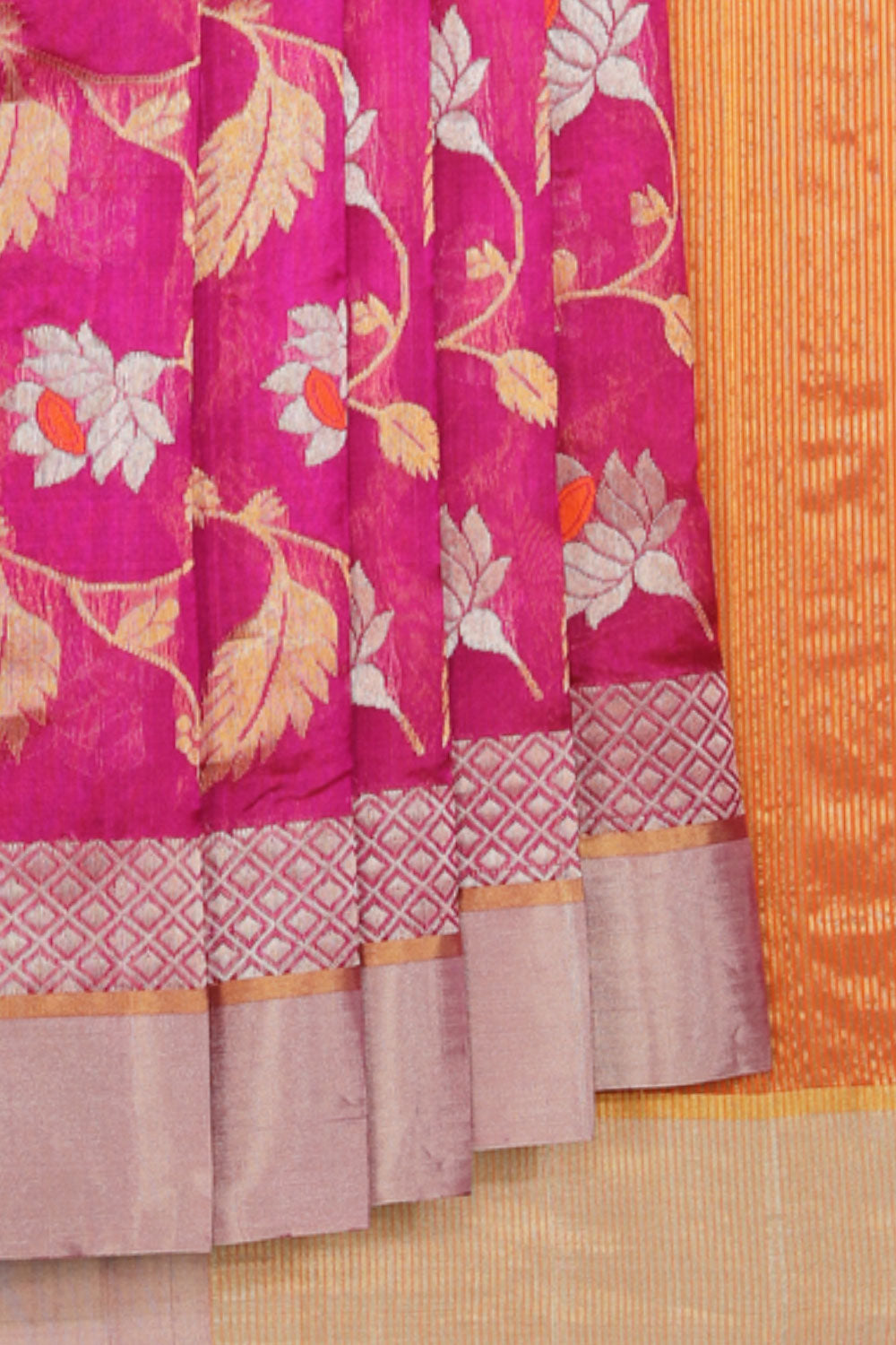 Collection of Chanderi Pink Saree in a gallery layout