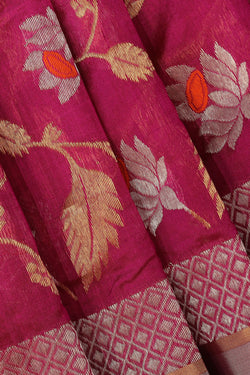 Collection of Chanderi Pink Saree in a gallery layout