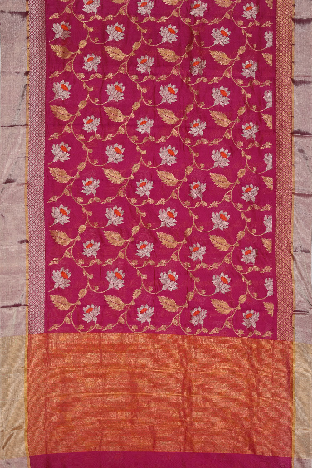 Collection of Chanderi Pink Saree in a gallery layout