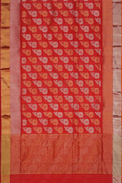 Collection of Chanderi Coral-Red Saree in a gallery layout