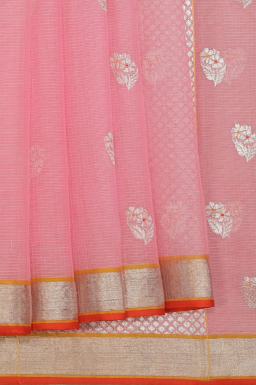 Collection of Kota Pink Saree With Silver Border in a gallery layout