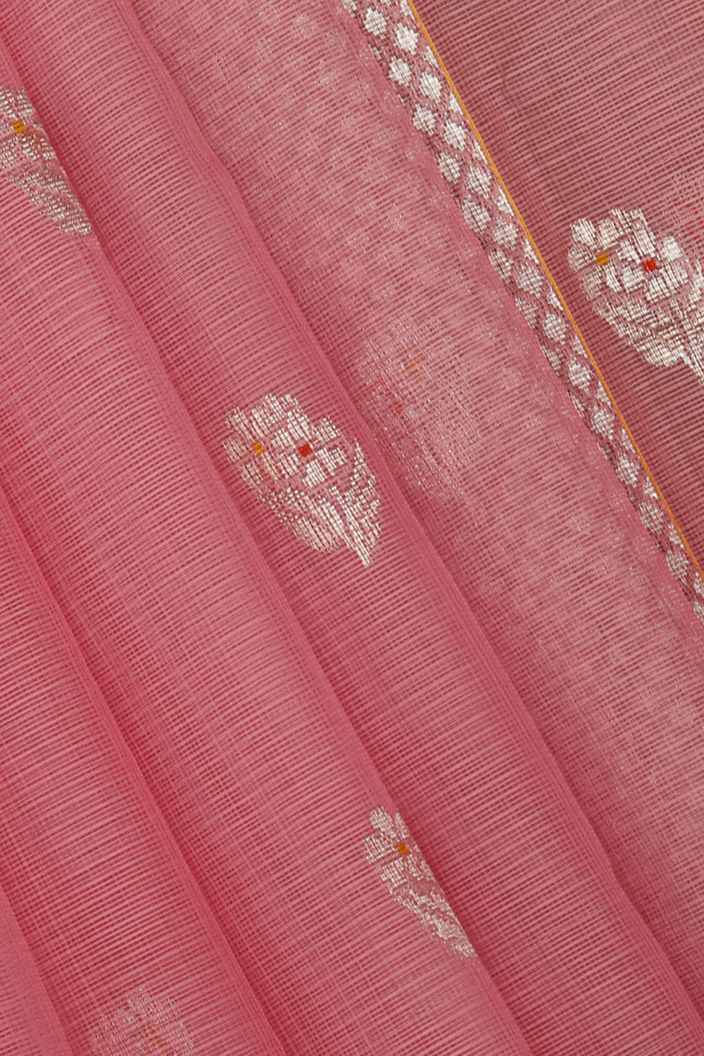 Collection of Kota Pink Saree With Silver Border in a gallery layout