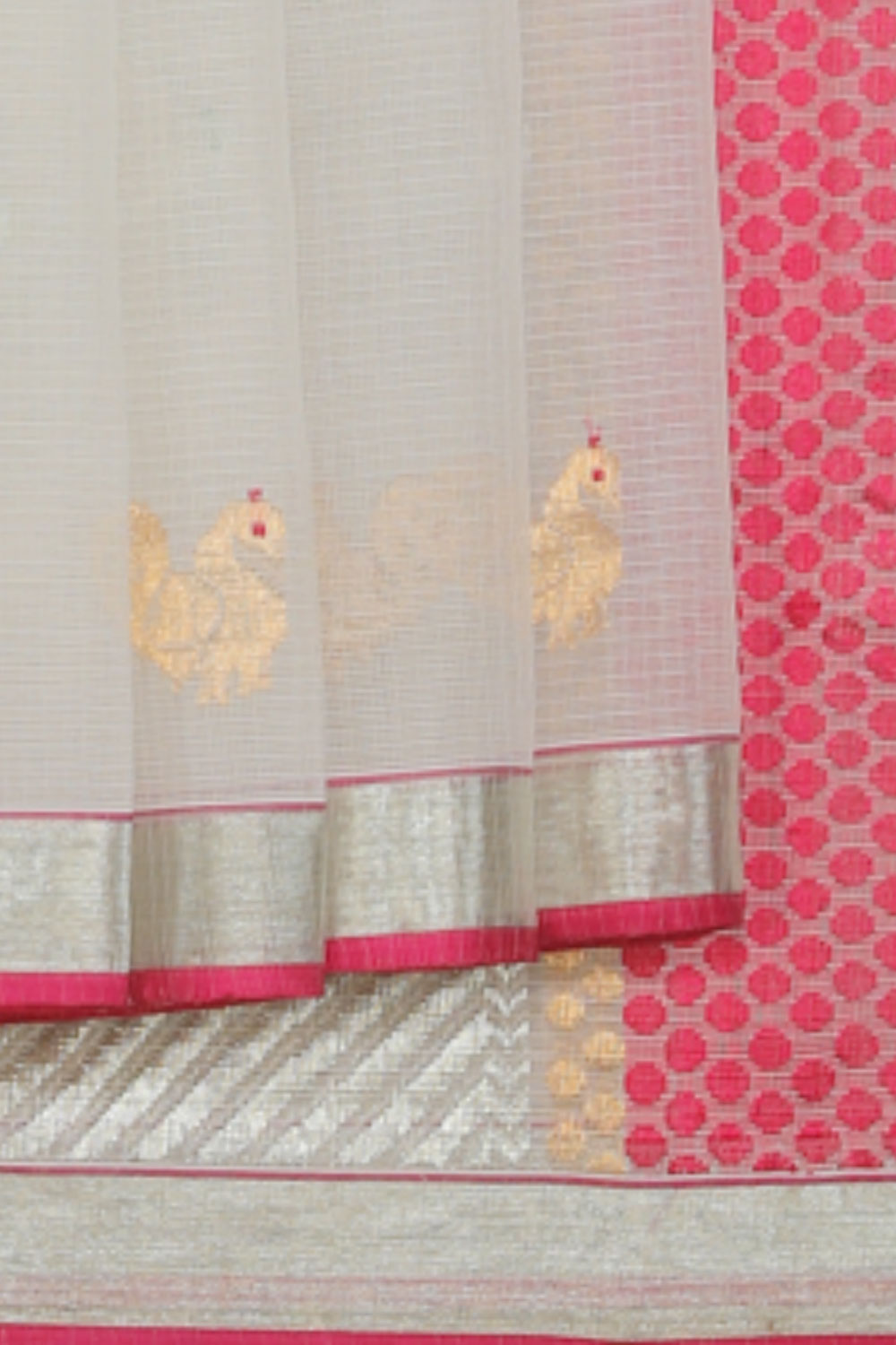 Collection of Kota White Saree With Silver Border in a gallery layout