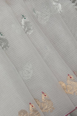 Collection of Kota White Saree With Silver Border in a gallery layout