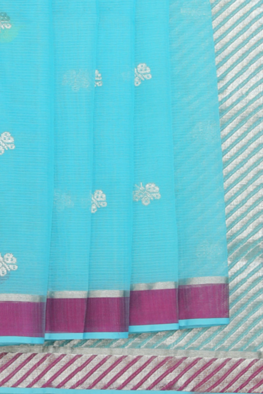 Collection of Kota Blue Saree With Silver Border in a gallery layout