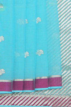 Collection of Kota Blue Saree With Silver Border in a gallery layout