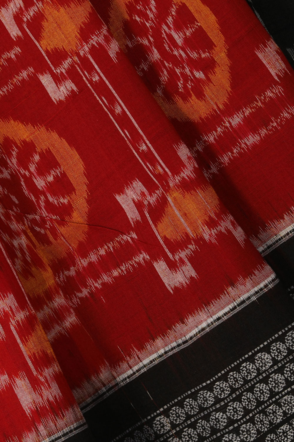 Collection of Sambalpuri Cotton Red Saree in a gallery layout