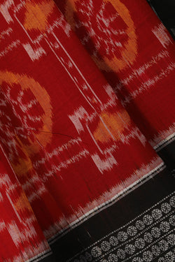 Collection of Sambalpuri Cotton Red Saree in a gallery layout