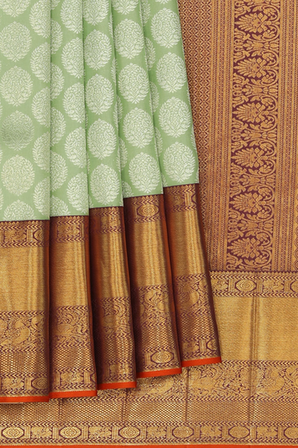 Collection of Kanchipattu Pista-Green Saree in a gallery layout