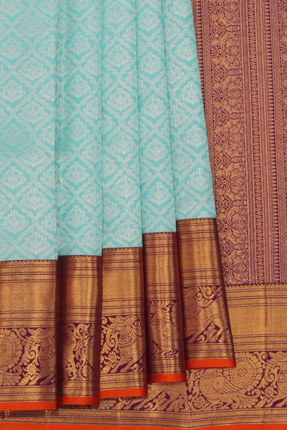 Collection of Kanchipattu Aqua-Blue Saree in a gallery layout