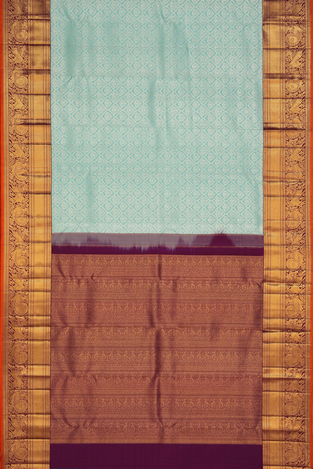 Image of Kanchipattu Aqua-Blue Saree