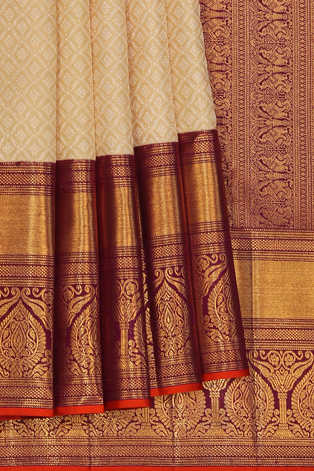 Collection of Kanchipattu Beige Saree in a gallery layout